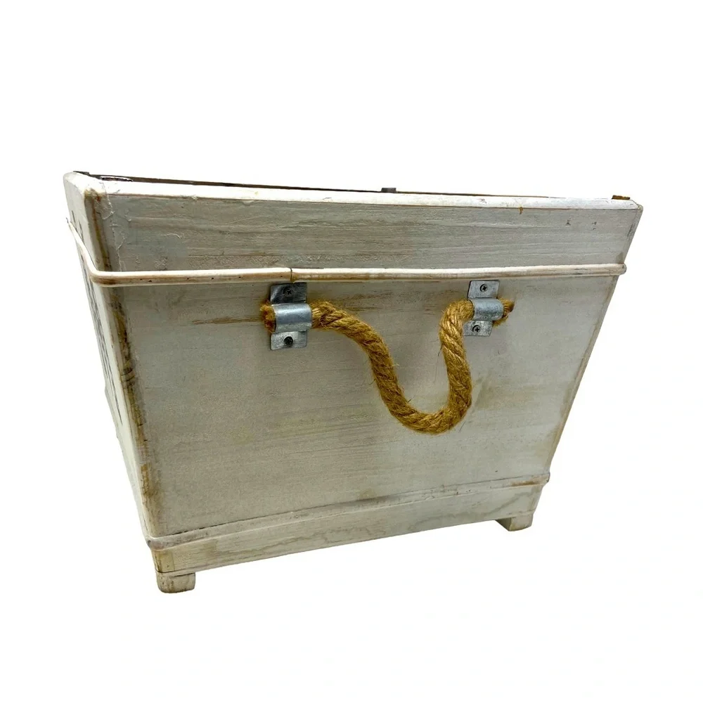 Kirkland | Distressed | Monogram M | Wooden Bin | With Handles